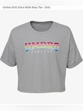Umbro Light Gray Boxy Crop Tee with Multicolor Logo